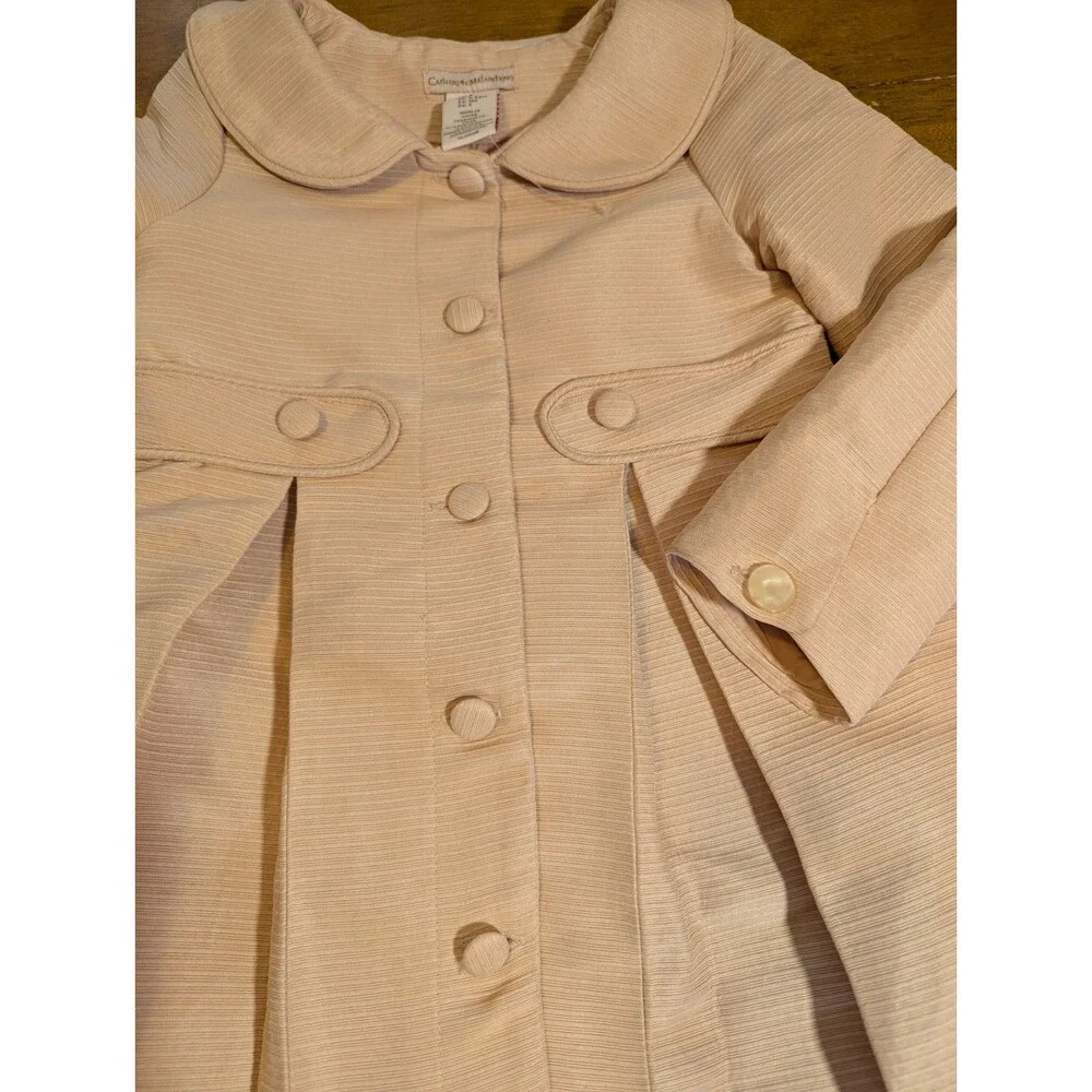 Catherine Malandrino Girls Textured Coat Dress 4Y Cream/Pink Trench